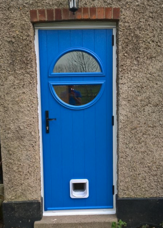 Solidor Timber Composite Door with a cat flap installed. 